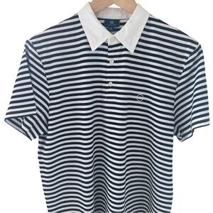 AG Adriano Goldschmied Short Sleeve Polo Medium Black White Striped